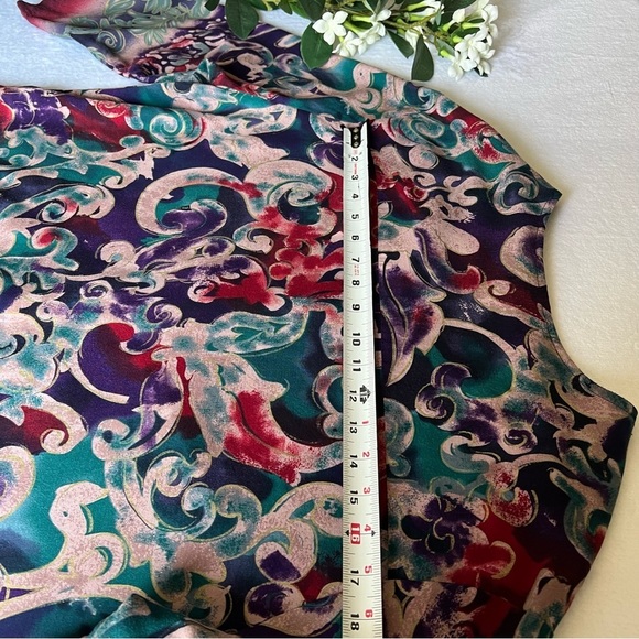 Women’s Sz 16 Vintage Paisley Print Blouse Button Up V-Neck - Picture 11 of 14